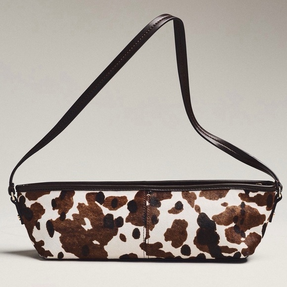 Anthropologie Handbags - NWT new Anthropologie dolce vita Savaii Shoulder Bag brown Calf Hair Cow Print